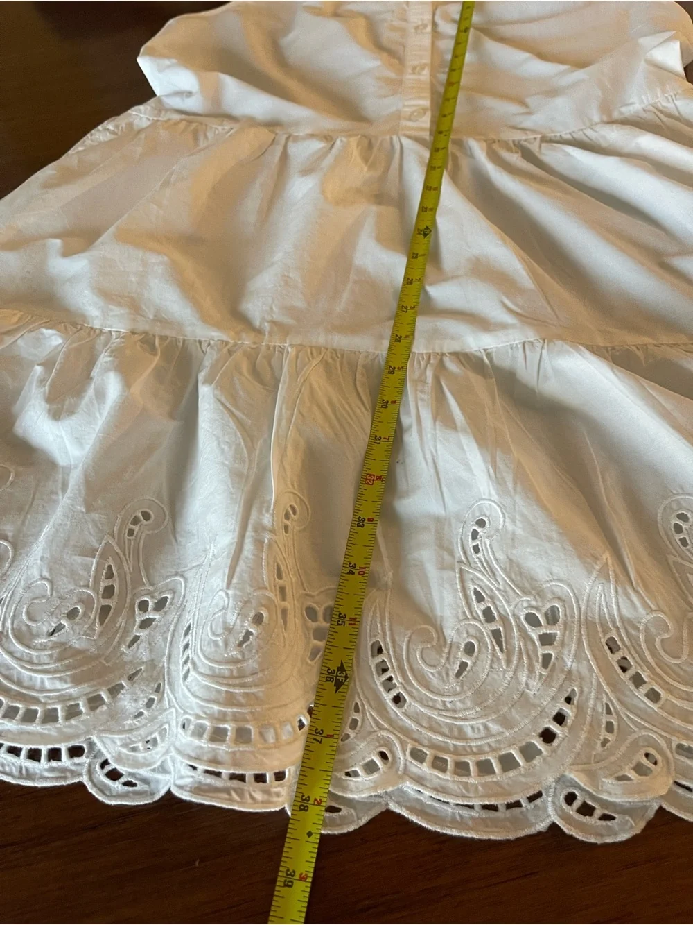 GAP White Eyelet Tiered Sleeveless Shirt Dress with Slip Lining & Pockets - Picture 7 of 9
